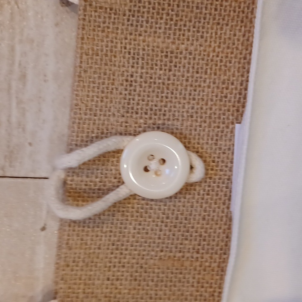 "Hello Weekend" Natural Burlap Tote Bag - Picture 3 of 7